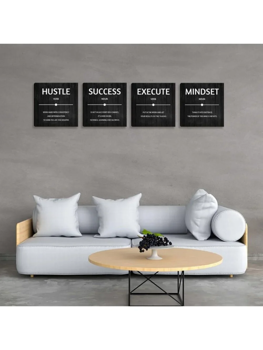 Inspirational Motivational Wall Art Set - 4 Modern Canvas Posters for Home